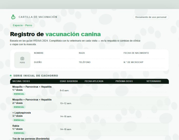 Cartilla de Vacunación — Perro